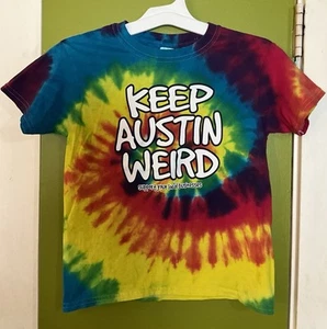 KEEP AUSTIN WEIRD Youth T-shirt XS Tie Dye Texas Cotton Festival SXSW Unisex - Picture 1 of 10