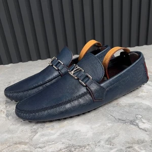 Louis Vuitton Hockenheim Mocasines de Conducción Taiga Cuero Azul 10 LV 11 US 44 EUR - Imagen 1 de 12