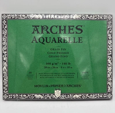 Bloque de acuarela Arches prensa en frío 140 libras. 8x10" ¡¡LEER!! A1711599 Foto 1 de 4