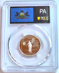 1999-S State Label 90% Silver Proof Quarter Pennsylvania PCGS PR69DCAM 25C - Picture 1 of 2