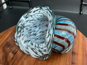 2 of 2 Signed Blown Art/Studio Glass Nautilus/Conch Seashell Sculpture - Picture 1 of 14