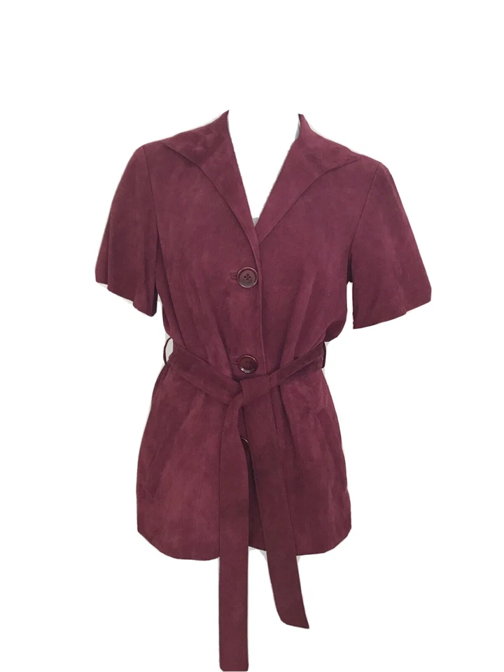 Lafayette 148 замшевый блейзер коротким рукавом женщин подпоясанный рубашка куртка размер маленький - Изображение 1 из 4