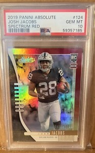 2019 Absolute Josh Jacobs RC #124 Red #’ed 46/100 PSA 10 GEM MT 
