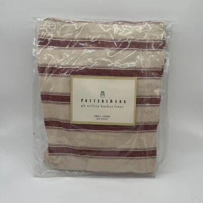 Pottery Barn Savannah Basket Liner Small Red Stripe - Image 1 of 4