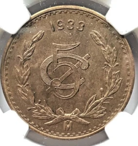 1933 Mexico 5 Centavo NGC UNC Details KM 422 (M661) - Picture 1 of 4