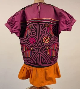 VINTAGE ETHNIC COTTON MOLA TOP W BIRD PATTERN - Picture 1 of 4