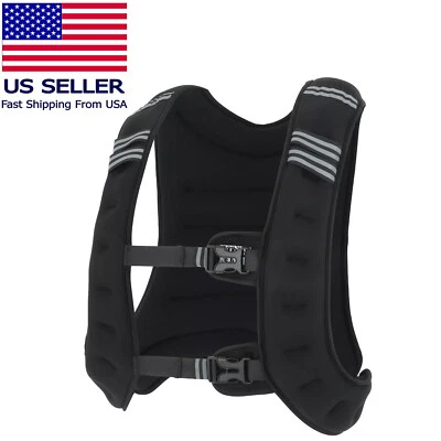 Weighted Vest 10-20lbs Weight Reflective Workout Strength Training Running Black - Image 1 of 4