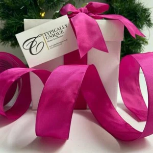 New Premium Taffeta Wire Edged Ribbon Christmas Gift Wrapping Bows Craft Magenta - Picture 1 of 4