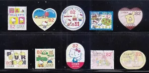 JAPAN 2014 HELLO KITTY MY MELODY & POMPOM PURIN SUMMER GREETING 82 YEN 10 STAMPS - Picture 1 of 4