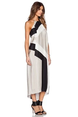 Tibi Maritime Border Silk Midi Dress Size 0 NWT Ecru Multi Pleated Revolve - Image 1 of 4