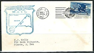 US Year of 1959 Pierre Air Mail First Flight Cover, (used and crease ). - Picture 1 of 2