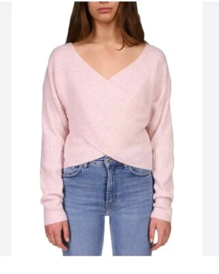 Suéter envolvente Sanctuary rosa claro waffle cuello en V Foto 1 de 4