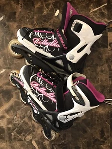Rollerblade Girls Spitfire JR XTG Kids Skate Black/Pink Adjustable sz 2 to 5 - Picture 1 of 6
