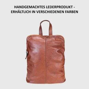 Rucksack Vintage Leder Rucksacktasche Leder Italy Italienische Gewashene 1 - Bild 1 von 12