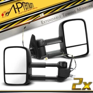 Front Pair Extendable Towing Mirrors for Nissan Patrol GU Y61 1997-On Black - Picture 1 of 11