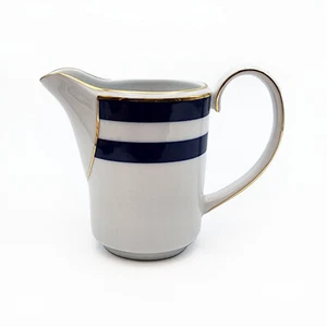 Ralph Lauren Spectator Cadet Creamer Blue Stripe White Gold Trim Portugal 3.75" - Picture 1 of 10