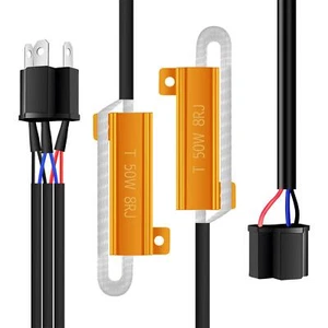 NEW H4 9003 50W LED Resistor Kit Relay Harness Anti Flicker Error Free Decoder - Picture 1 of 5