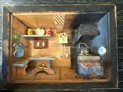3-D Wood Diorama, Hand CarvedPainted 5.5”x4” Shadow Box, #5/25, Signed, PO~VG++ - Image 1 of 3