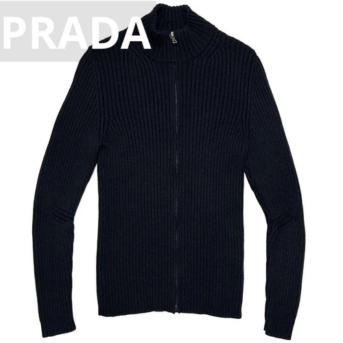 Cardigan Prada laine côtelée cavaliers tricot 50