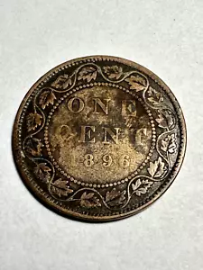 1896 Canada Large Cent Queen Victoria KM#7 Copper Penny BN VF - Picture 1 of 2