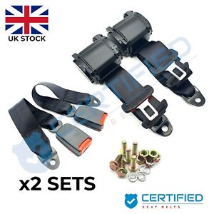 x2 Campervan Rock And Roll Bed Seat Belts E Rated 3.5m Length 44cm Webbed Buckle