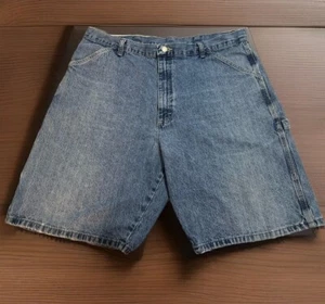 Wrangler Authentics Men's Carpenter Shorts Size 38 Blue Denim 10” Inseam - Picture 1 of 13