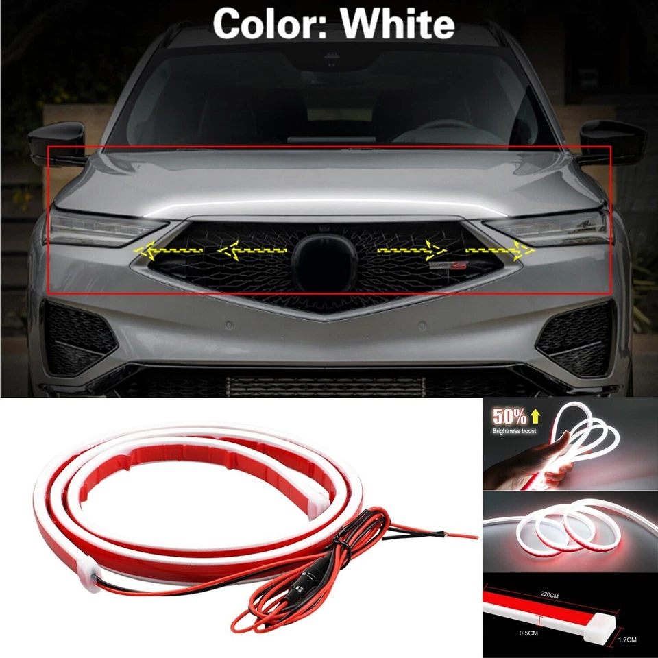 Lámpara de ambiente de tira de capó delantero LED dinámica de 86" para Acura MDX Foto 1 de 4