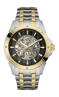 Bulova Mens Automatic Skeleton Dial Exhibition Back Black Dial 43mm Watch 98A146 - Image 1 of 4