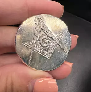 1 oz MK BarZ Masonic Stamped Round .999 FS - Picture 1 of 15