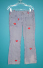 Vtg 60s 70s Wrangler Striped Bell Bottom Jeans Flares W/ Hearts 28' Waist