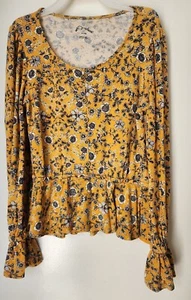 Art Class Girls Floral Long Sleeve Scoop Neck Boho Top Blouse Size M 7/8 - Picture 1 of 3