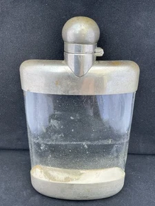 Antique Silver-Plated Hand-Blown Glass Hip Flask “Germany“ Hallmark 8oz Capacity - Picture 1 of 15