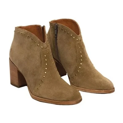 Frye Nora Studded Suede Ankle Bootie Side Zip Sand Tan Women’s Size 7.5 - Image 1 of 4