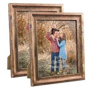 8x10 Picture Frames Set of 2 Poster Vintage Brown Rustic Family Art 10x8 Phot... - Picture 1 of 7