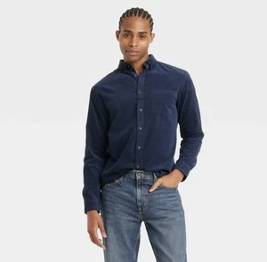 Men's L/S Blue Mid Weight Corduroy Button Down Shirt Goodfellow NEW Size XL - Picture 1 of 1