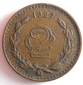1927 MEXICO 2 CENTAVOS - HIGH QUALITY RARE DATE Coin - Lot #A19 - Picture 1 of 2
