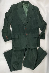 Craig Scott Corduroy Suit Set 3 Piece Mens 40” Chest 32” Waist Green Vintage - Picture 1 of 15