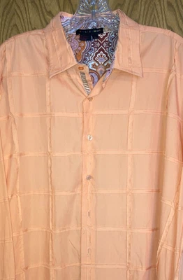 Camisa Tulliano Para Hombres Talla XL Naranja Ventana Panel Textura Manga Larga De Colección Años 90 Foto 1 de 4