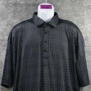 Collars & Co Polo Shirt Men 3XL Black Blue Dress Collar Short Sleeve Micro Check - Picture 1 of 8