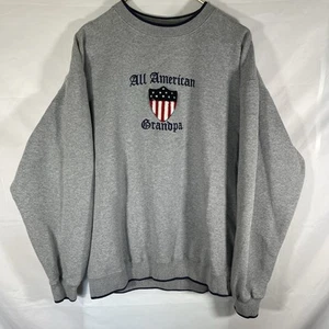 VTG M&C Sportswear XL Crewneck Sweatshirt Gray All American Grandpa Embroidered - Picture 1 of 11