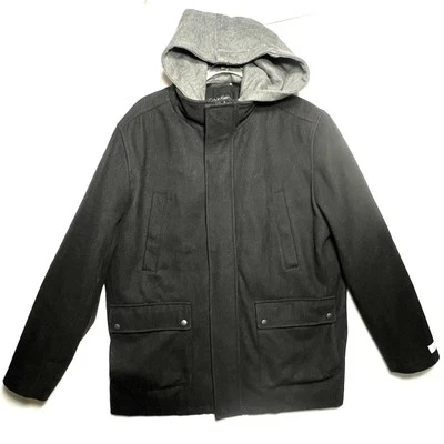 Calvin Klein Coat Mens Large Double Zip Lined Removable Center Hooded Pockets - Image 1 of 4