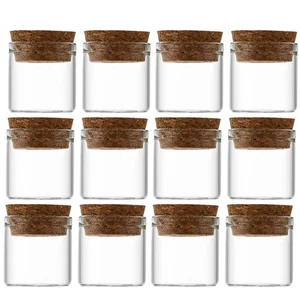 12 Pcs Small Bottles with Cork Mini Transparent Glass Corked Wish - Picture 1 of 12