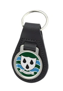 Worcestershire Quality Black Leather Round Keyring - Picture 1 of 1