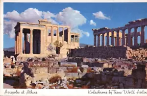 Cartolina Acroplis At Athens Kodachrome Trans World Airlines Linen ca 1930-1945 - Foto 1 di 2
