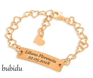 Armband mit Namen Gravur Geschenk zur Geburt Herz Armband Damenschmuck rosé - Bild 1 von 3