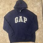 Vintage Gap Hoodie Mens 2XL Blue Fleece Spell Out Logo Sweatshirt Y2K 90s Baggy
