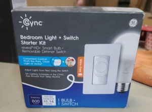 Cync GE Bedroom Light + Switch Starter Kit - Smart Bulb Removable Dimmer Switch - Picture 1 of 5
