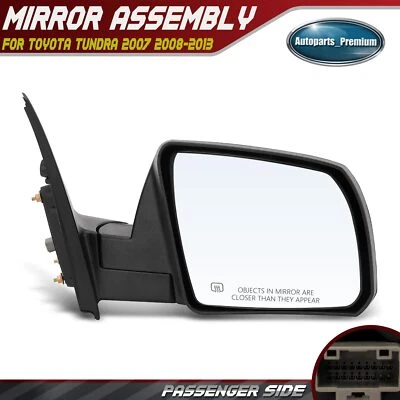 Espejo retrovisor térmico eléctrico negro pasajero para Toyota Tundra 2007-2013 18 agujeros 5 clavijas Foto 1 de 4