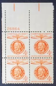 US STAMPS, 1961 4C MOHANDAS K. GANDHI PLATE BLOCK OF 4 VF/XF MNH OG, SCOTT #1174 - Picture 1 of 2