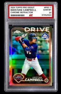 2024 Kristian Campbell Topps Pro Chrome Refractor Debut Rookie #PDC-7 Graded 10 - Picture 1 of 5